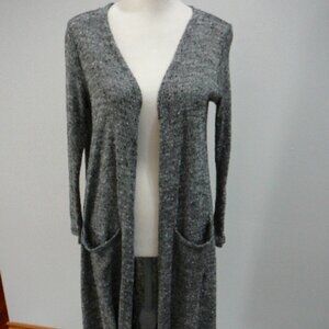 LuLaRoe Long Gray Open Front Sweater with 2 Front Pockets-Size-Medium